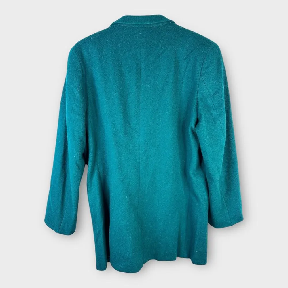 LL Bean Womens size 12 Vintage Wool Cashmere Blazer Jacket Green - Image 2