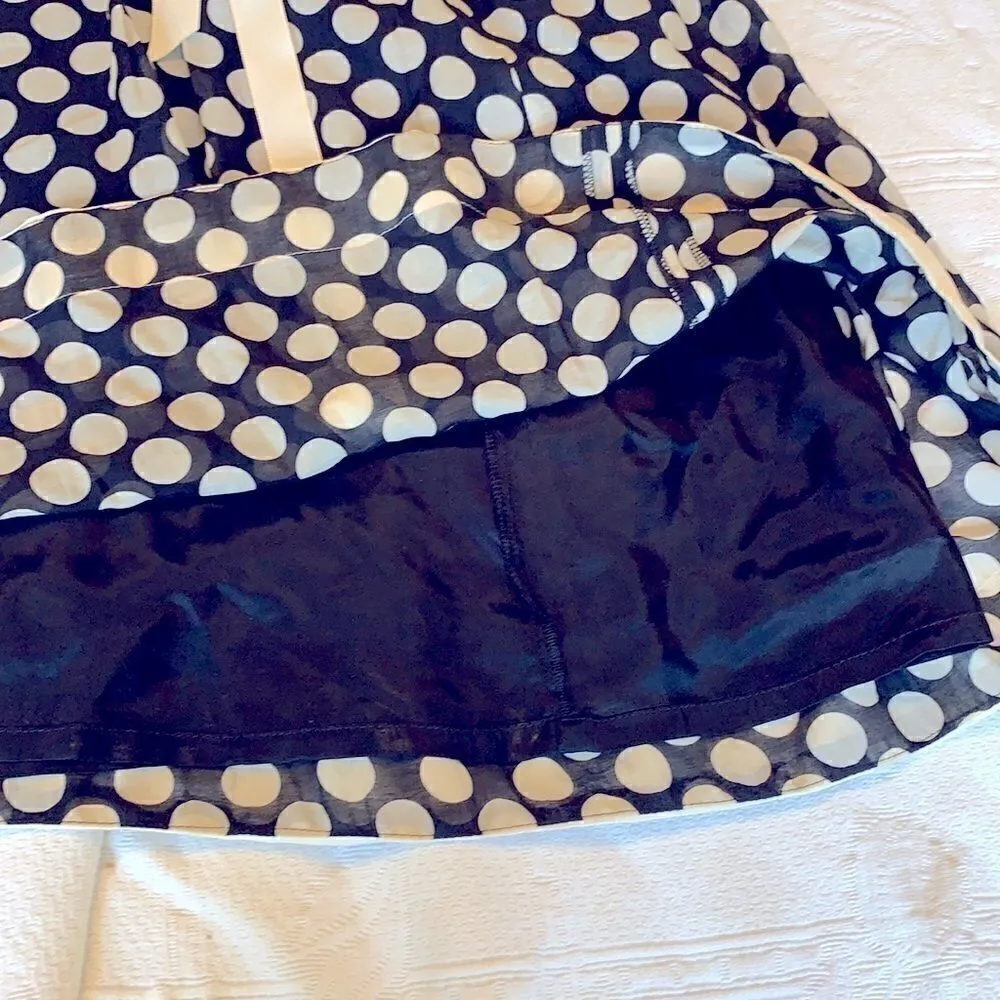 Euc Zara Basic cotton silk lined polka dot skirt size small - Image 3