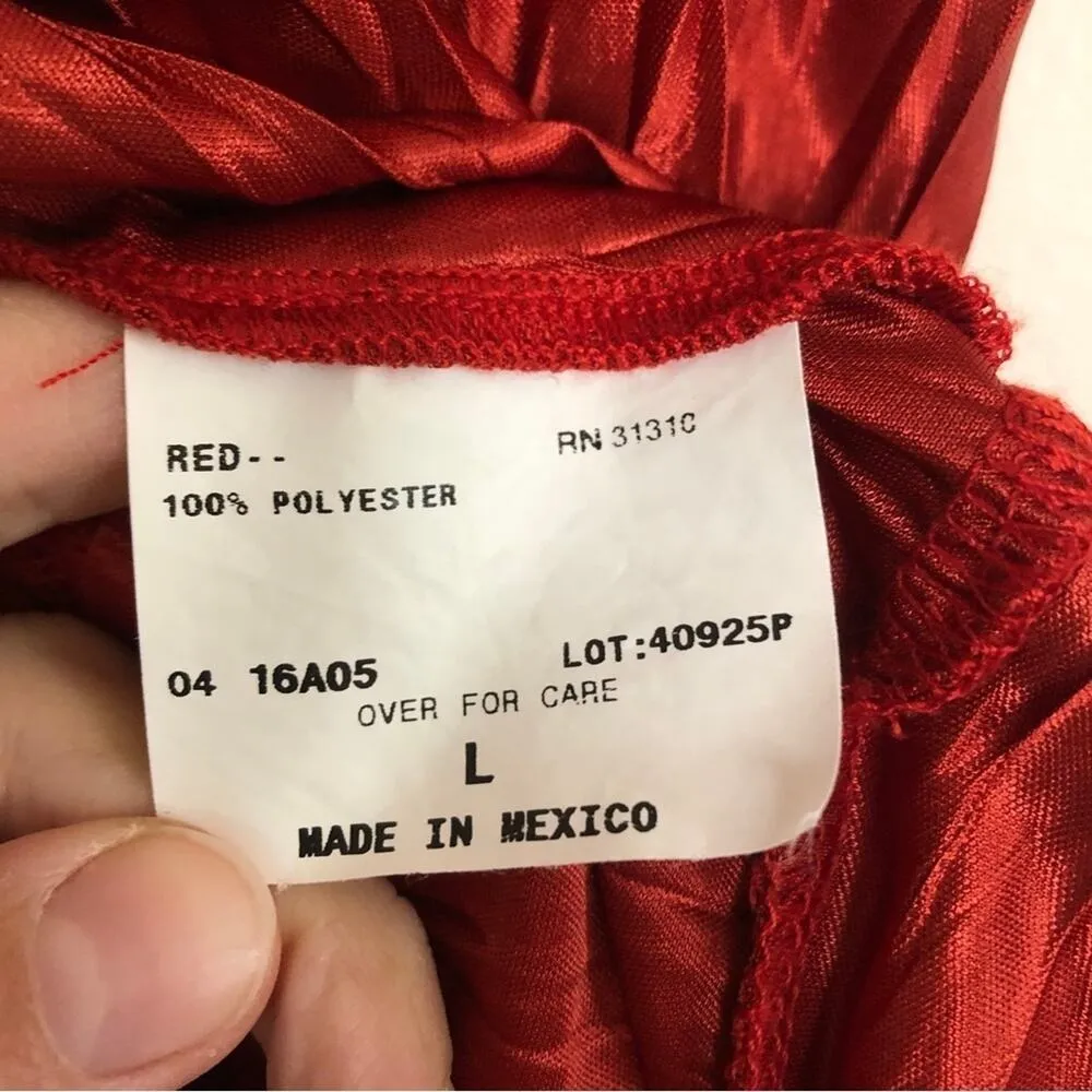 Alyx Red Crinkle Flutter Flounce Sleeve Back Twist Key Hole Shirt Blouse Top Size L - Image 6