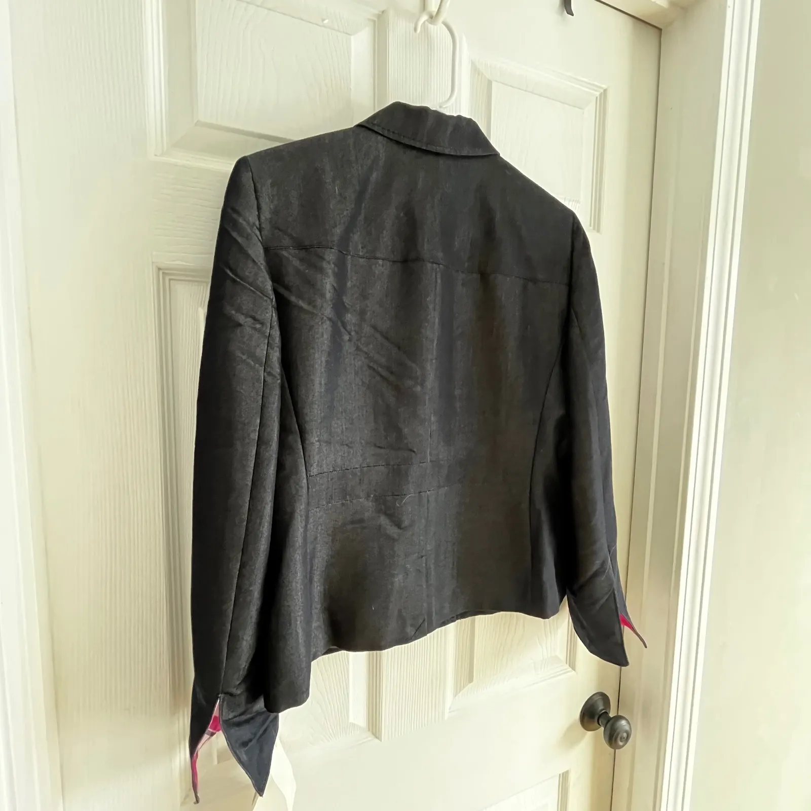 Norton McNaughton Women's Denim Blazer Jacket Size 10 Pink Plaid Lined
Classic - Image 11