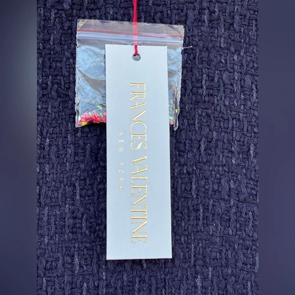 FRANCES VALENTINE Twiggy Fringe Dress Cotton Boucle Navy size 1 X Blue - Image 13