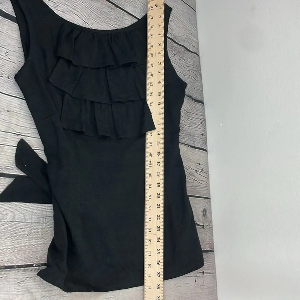 Katherine McConnell Black Sleeveless Fitted top 100% Linen size Medium Black - Image 12