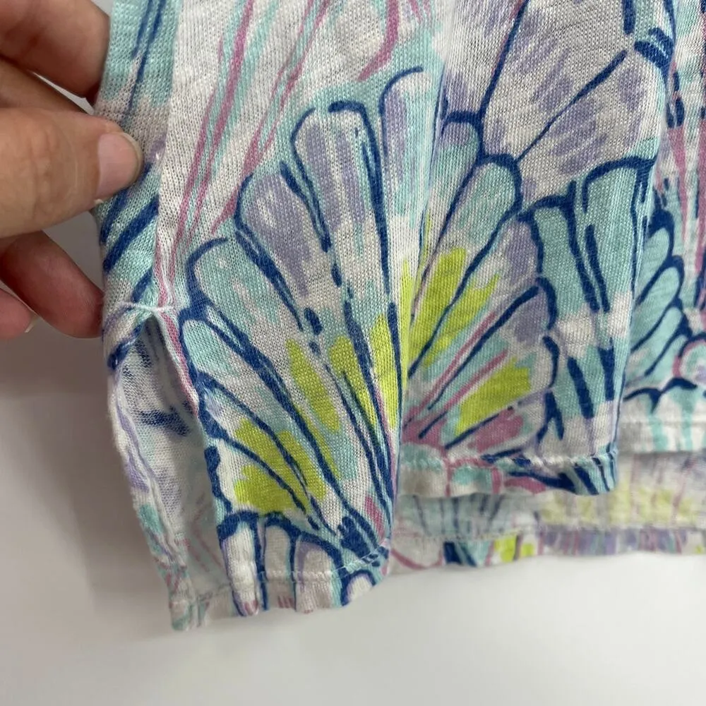 Lilly Pulitzer 100% Linen Irana Womens Top Sz XS Shello Tropical Preppy Pastel - Image 4