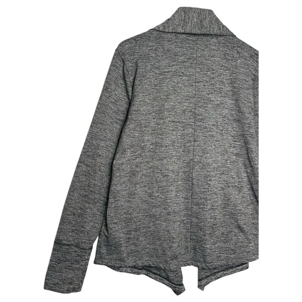 Nike Yoga Top Womens M Dri Fit Open Front Drape Cardigan Heathered Athletic Gray - Image 10