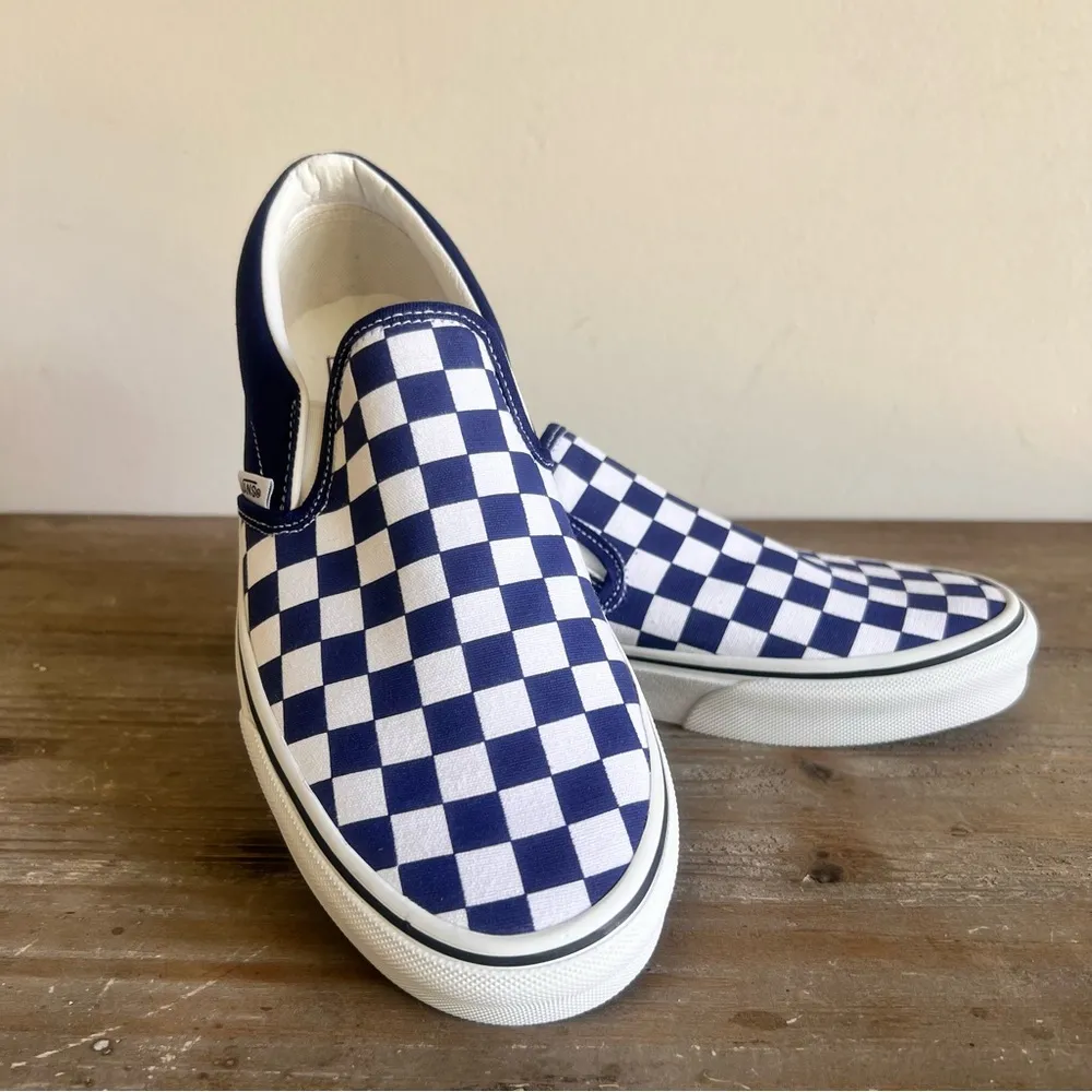VANS New Unisex Classic Slip On True Blue Checkerboard Shoe Size 8 or 6.5 #B1920 - Image 6