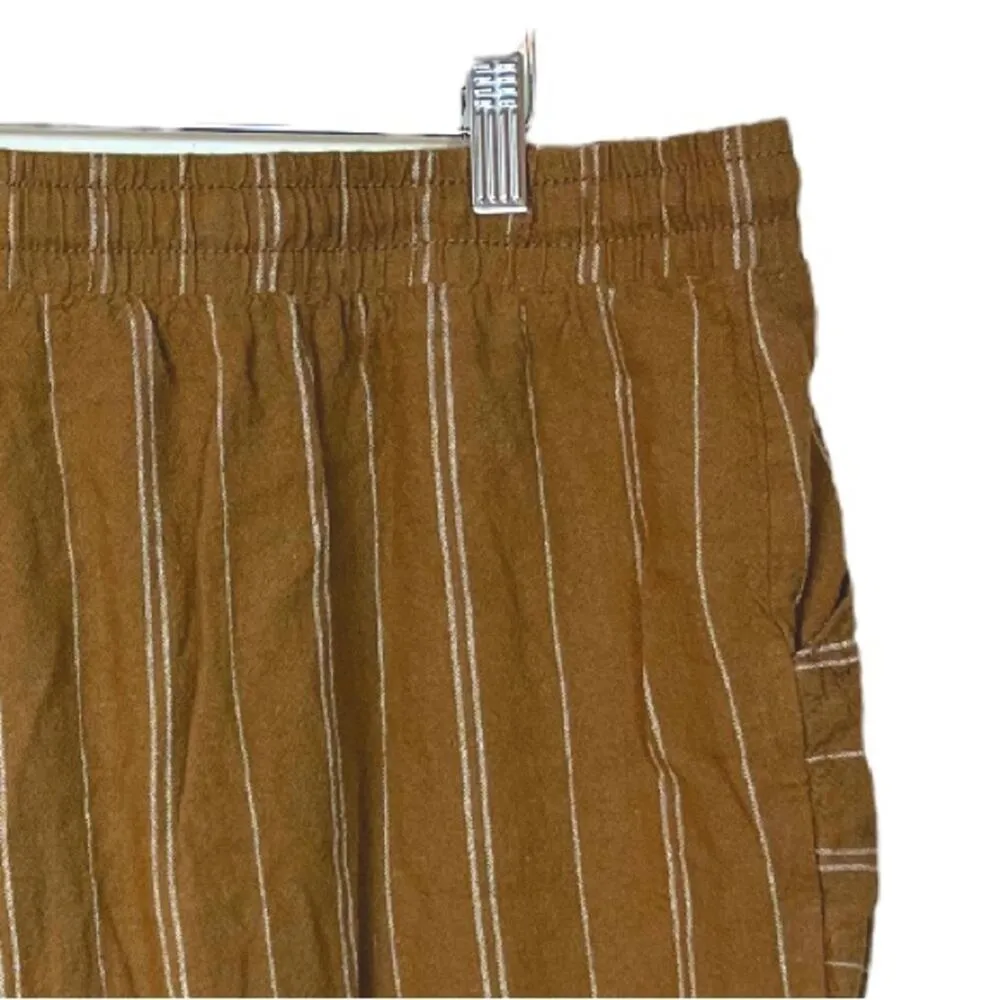 Time & Tru Women's Soft Shorts Tie Waist Pockets 4” Brown Stripe Size XL 16-18 - Image 5