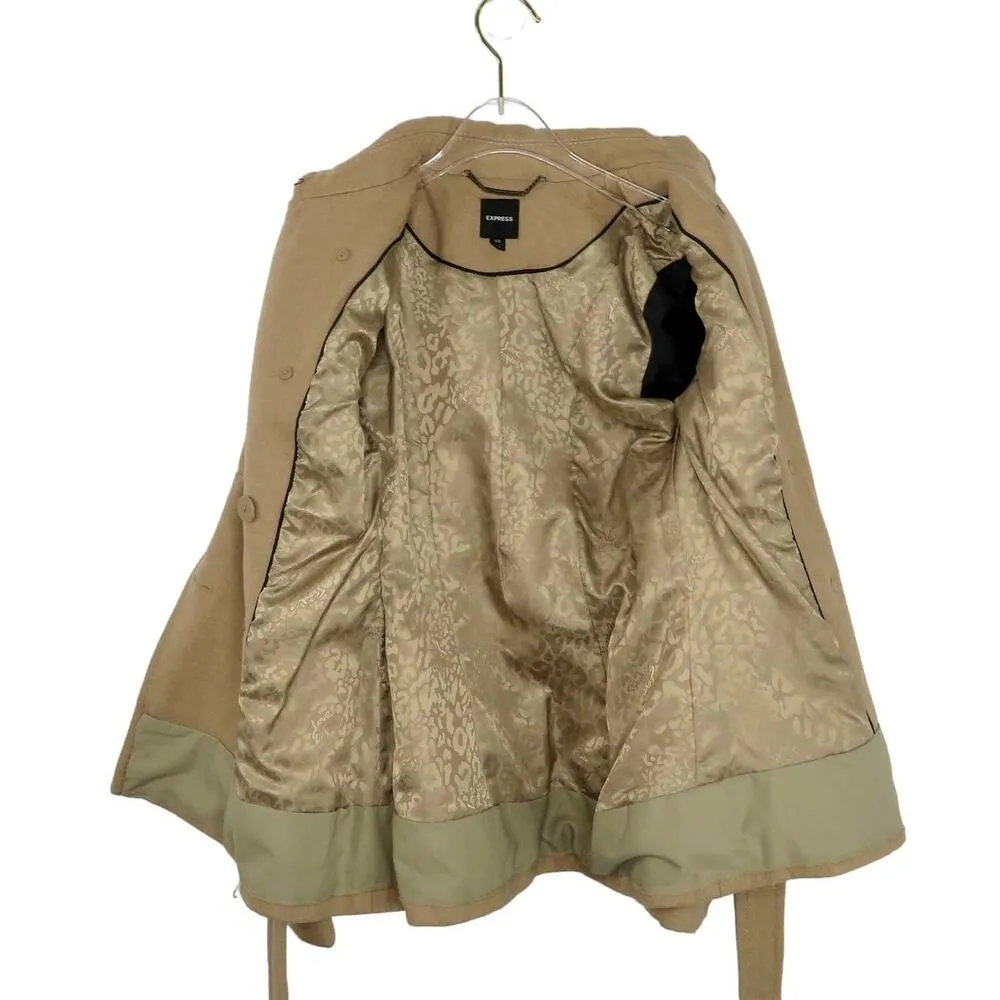 Express Tan Wool Double-Breasted Peacoat Extra Small Winter - Image 6