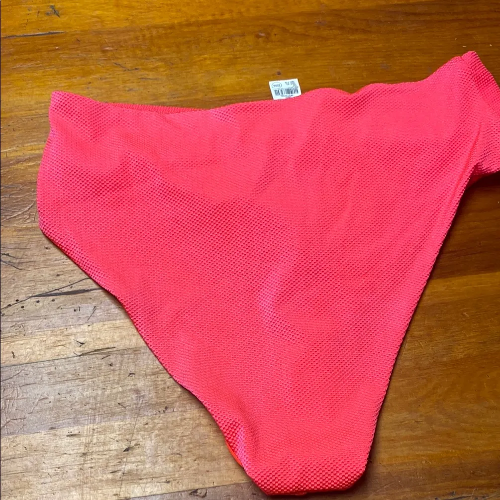 NEW Aerie Neon Pink Red High Cut Bikini Bottom - Image 3