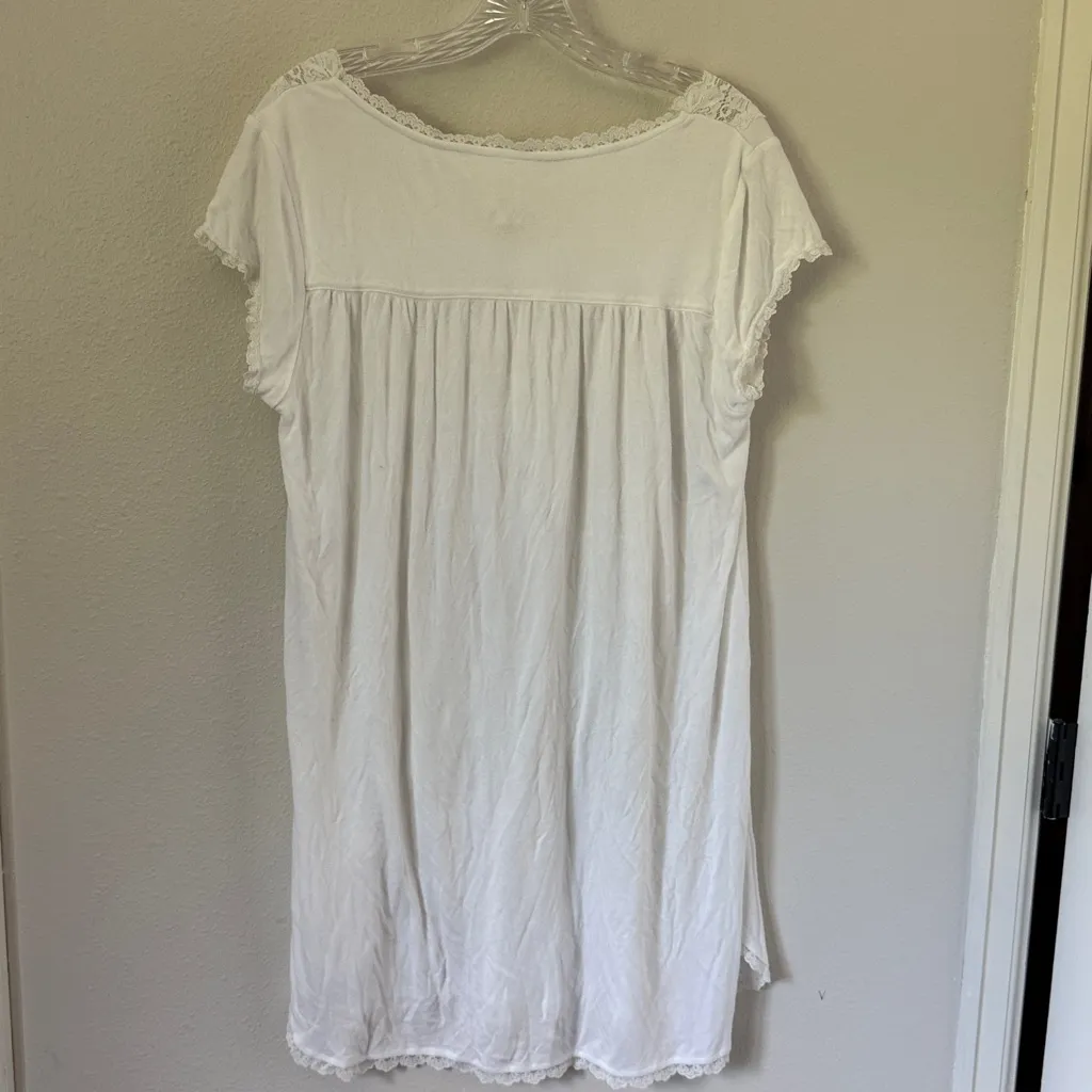 Eileen West White Modal Nightie Lace Trim Medium - Image 10