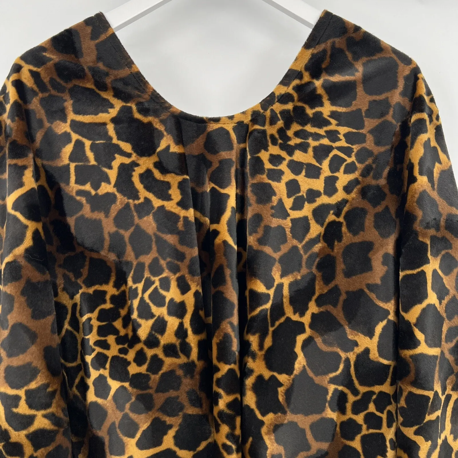 Kathleen Vintage 1980's Velour Poncho Cape Giraffe Mob Wife Fur Coat One Size‎ Brown Size L - Image 6