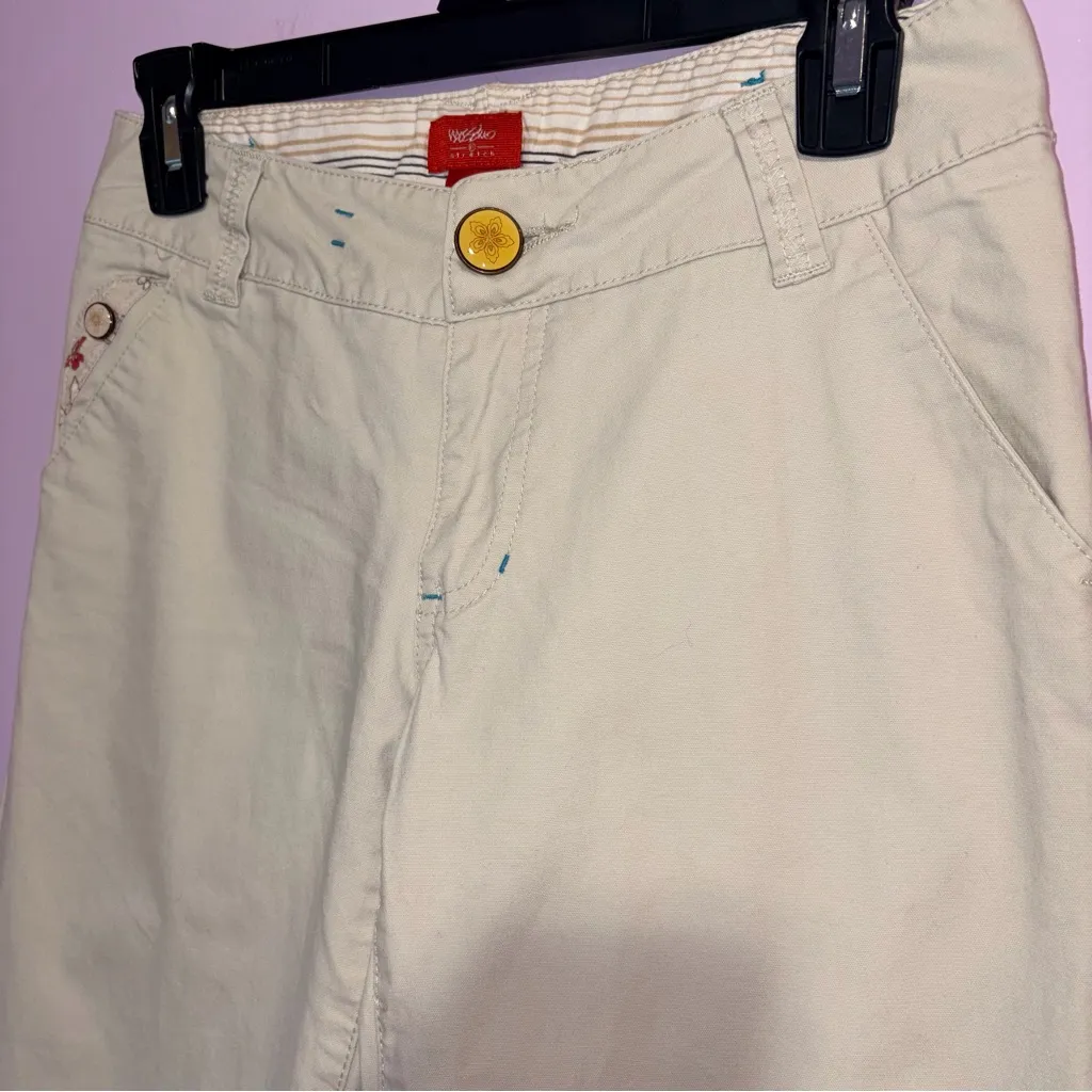 Vintage Y2K Mossimo Low Rise Flare Pants Sz 1 Utility Academia School Office Tan - Image 2