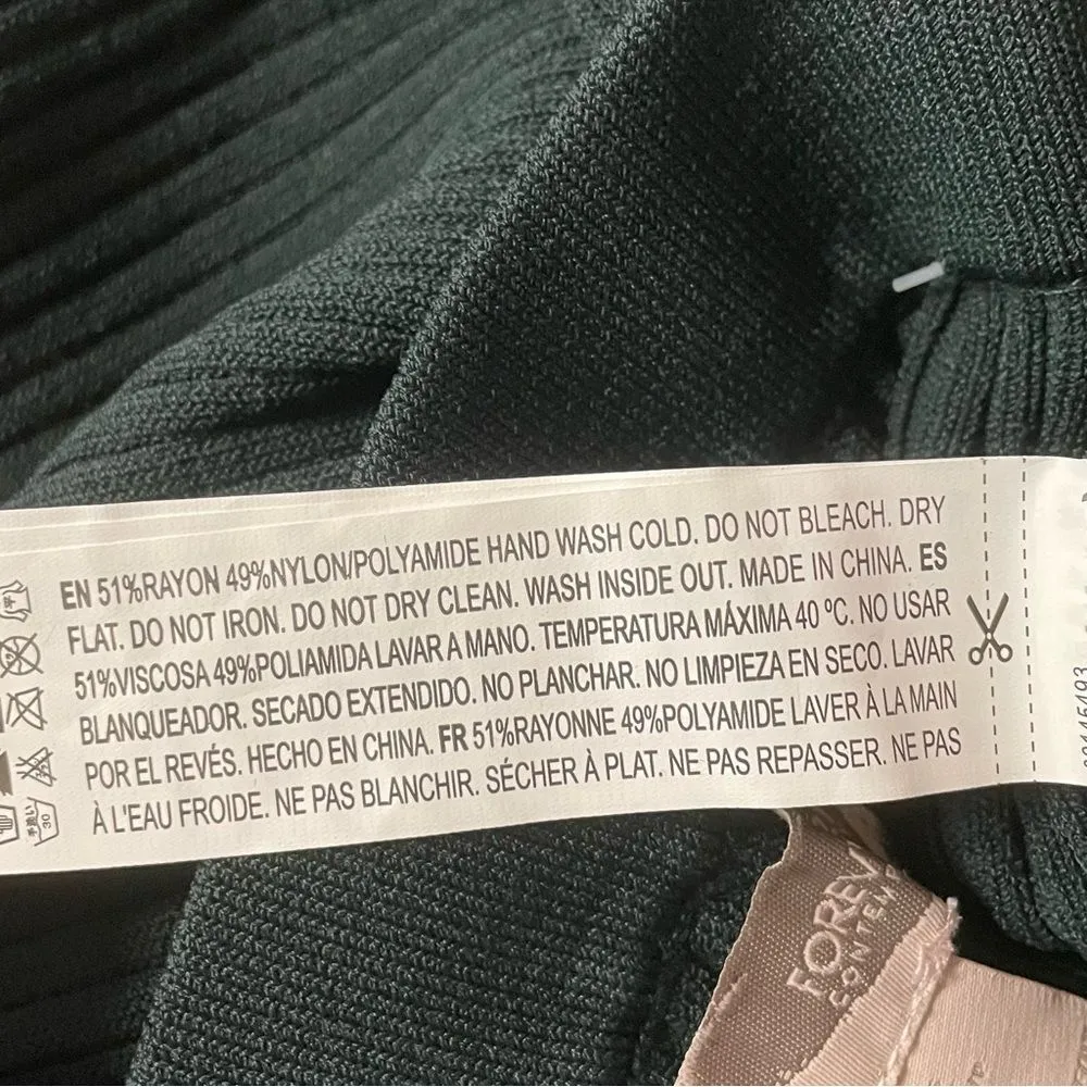 Forever 21 Contemporary Dark Green Ribbed Pencil Skirt NWT Size S - Image 6