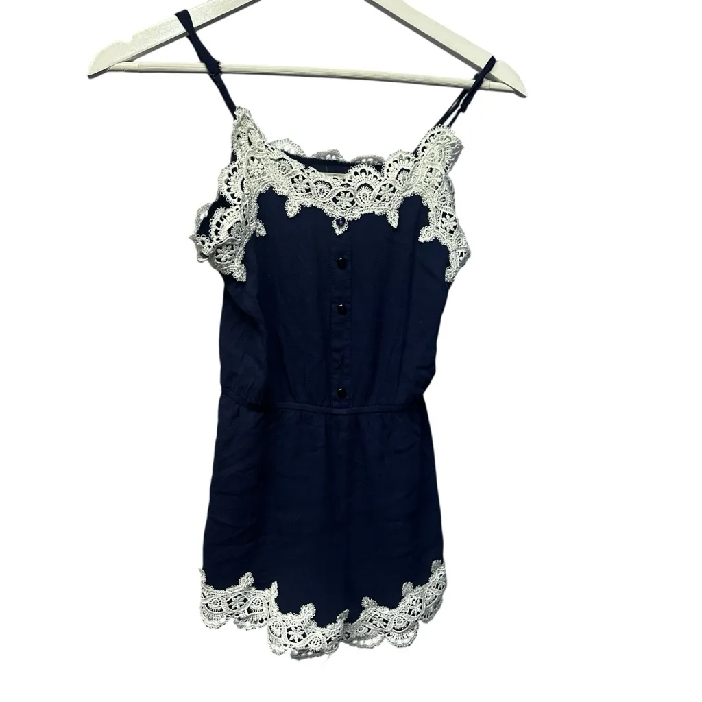 A'gaci Midnight Blue Barely There Cheeky Romper Lace  trim  Medium - Image 14