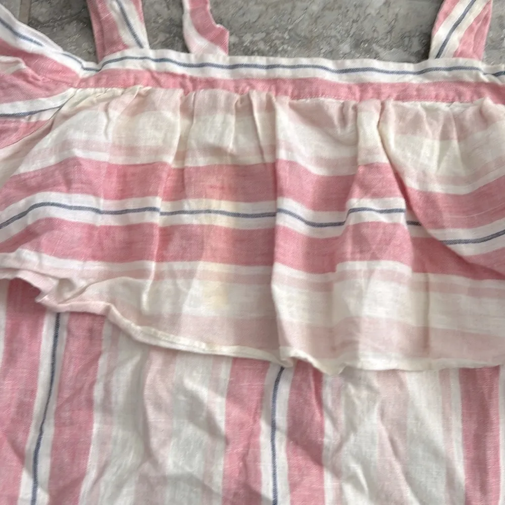 Parker 100% Linen Striped Scotlyn Off-the-Shoulder Top, Pink/White Size S Retail - Image 7