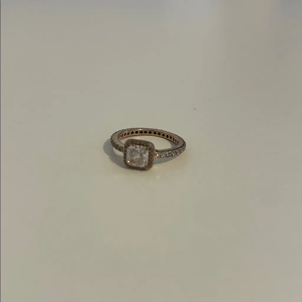 Pandora Square Sparkle Halo Ring 14k rose gold plating - Image 8