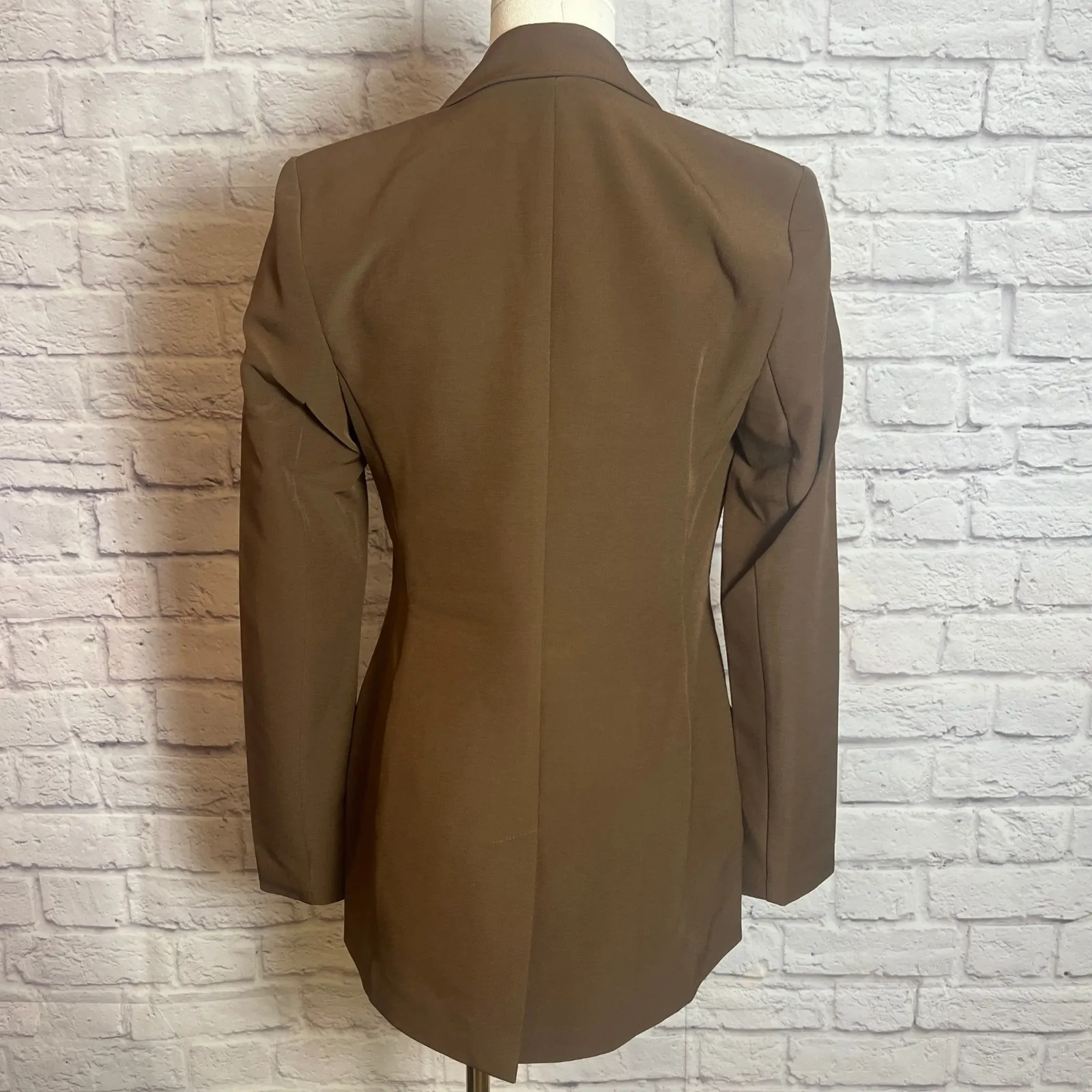 The Drop Women's XXS Brown Long Blazer Structured Stretch Workcore Neutralcore - Image 3