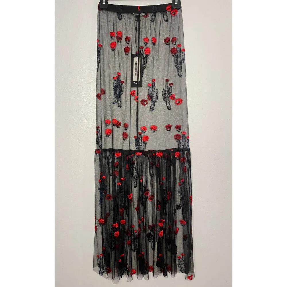 For Love and Lemons Desert Rose Maxi Skirt Women's Size Extra Small - Image 4