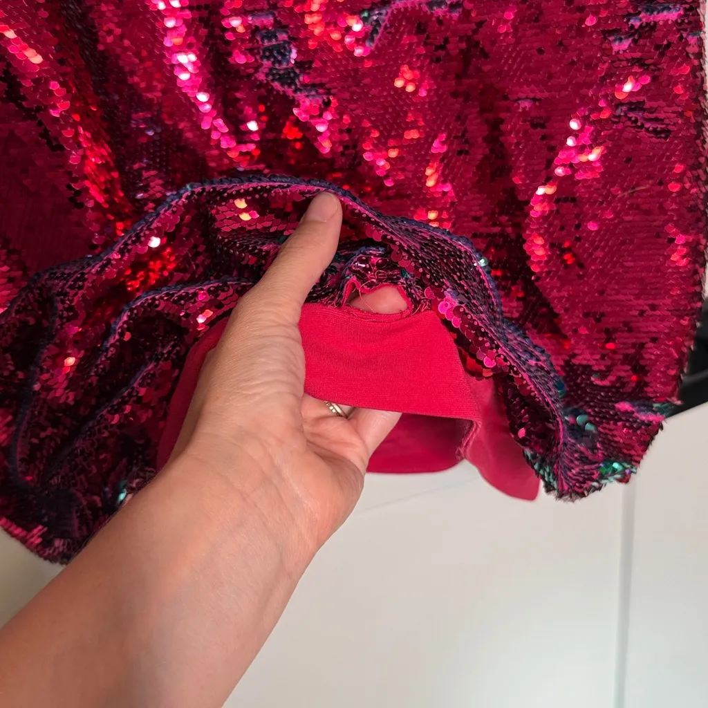 NEW Jovani Hot Pink Sequin Heart Gemstone‎ Dress - Size 6 - Image 8