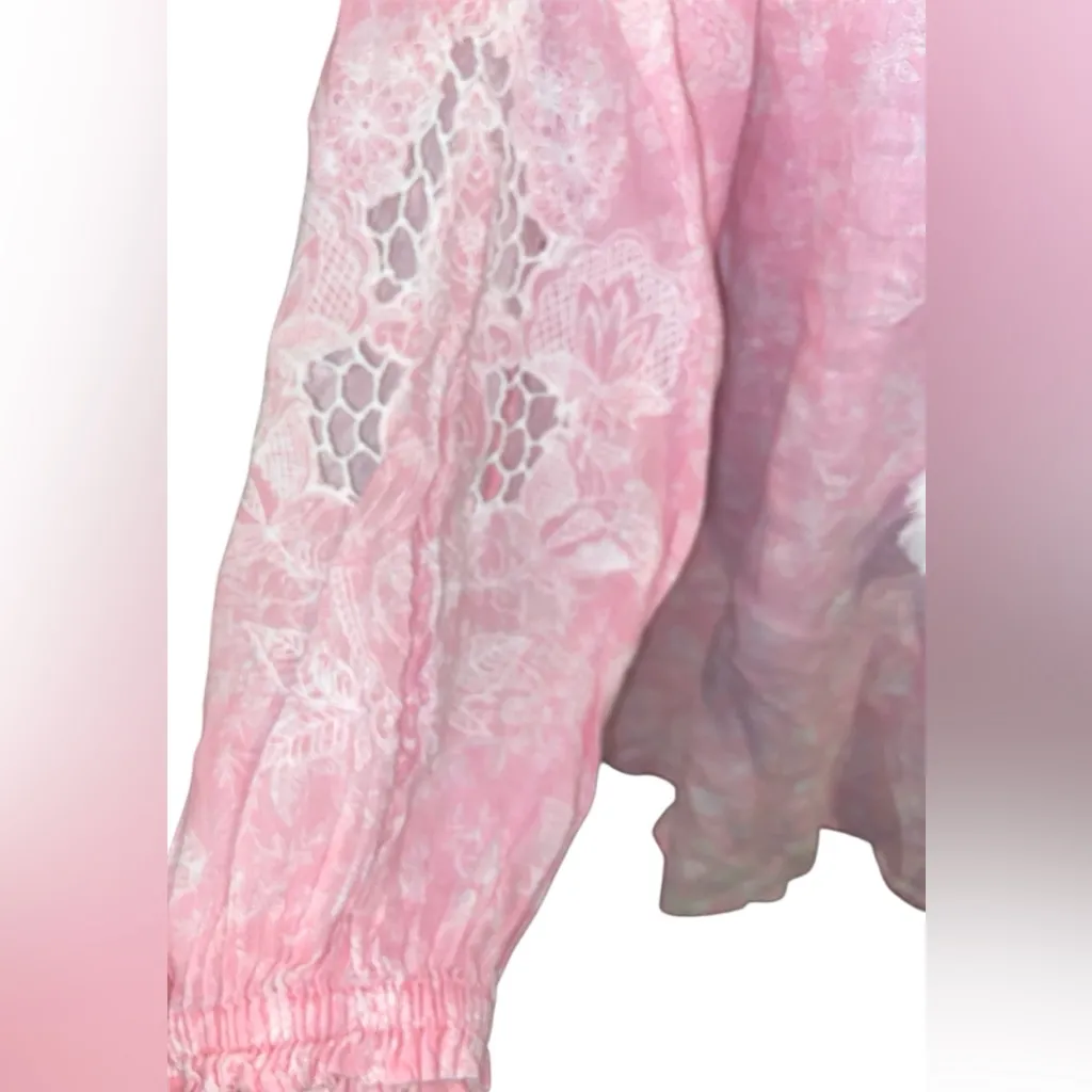 Charter Club Linen Luxury  Pink Toile-Print Top Size Meduim - Image 2