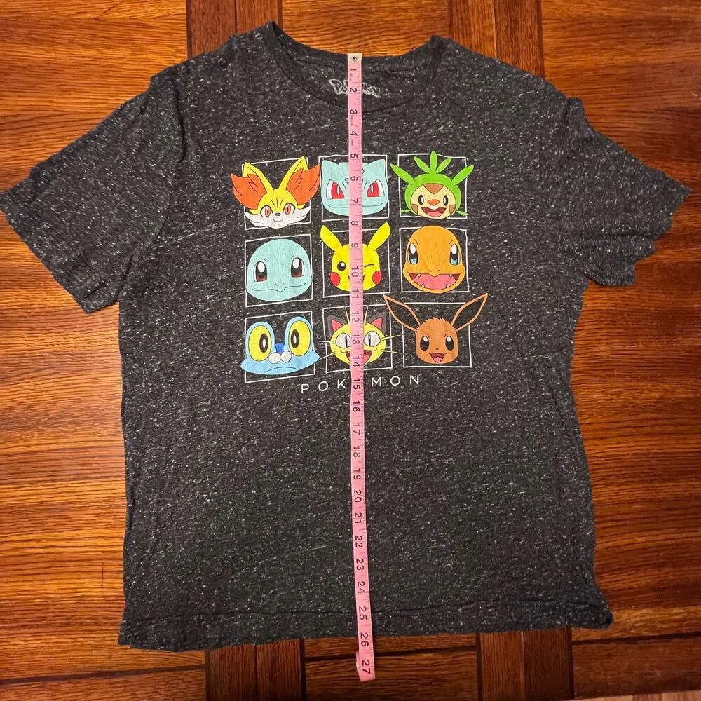 Pokémon Pikachu Bulbasaur Squirtle Charmander Short Sleeve T-Shirt Large Gray - Image 7