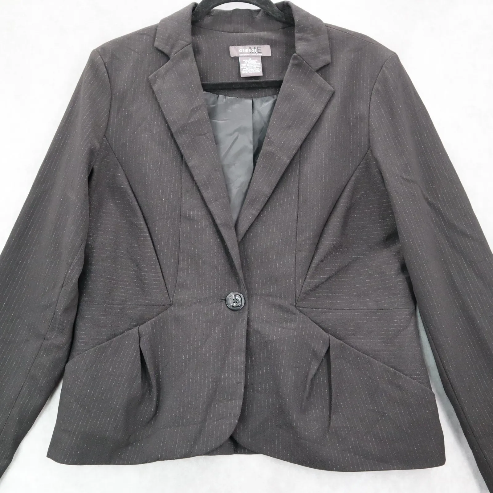 Mark Eisen George Black Blazers Jackets Coats Business Notched‎ Stripes Large 12 - Image 4
