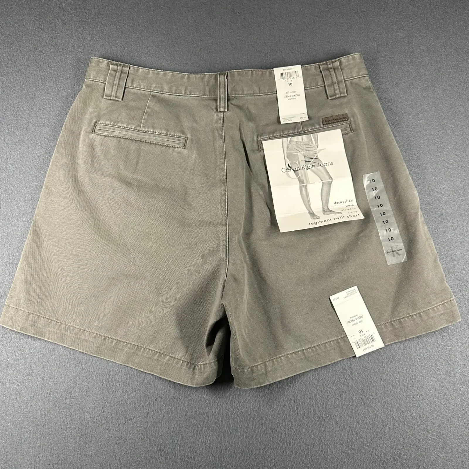 Calvin Klein Jeans Chino Shorts Womens 10 Gray Regiment Twill Shorts *Spots NWT - Image 13