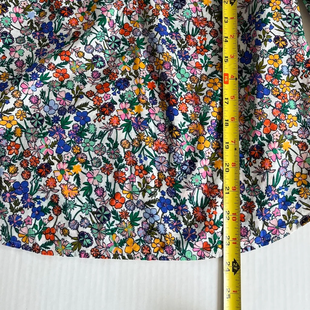 Talbots Sz S or P Disty Floral Popover Blouse Long Sleeves Pullover Button - Image 8