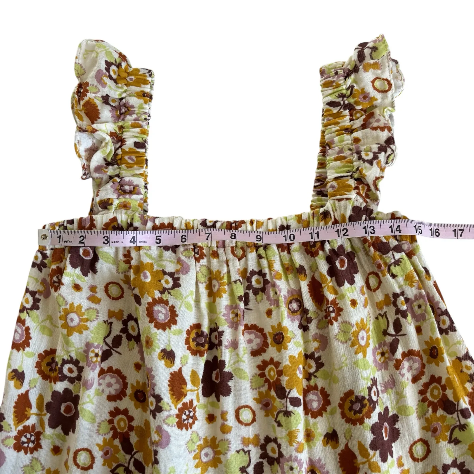 Lush Fall Retro Floral Print Ruffle Tiered Mini Dress Frock Women’s Size Small - Image 3