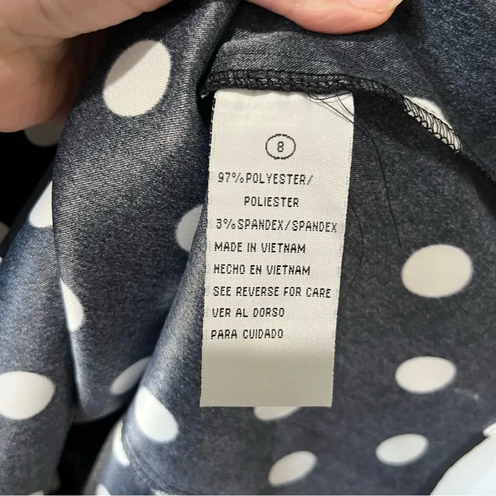 Shelby Palmer Retro Mod Polka Dot Black White Pleated Shift Dress Size 8 - Image 6