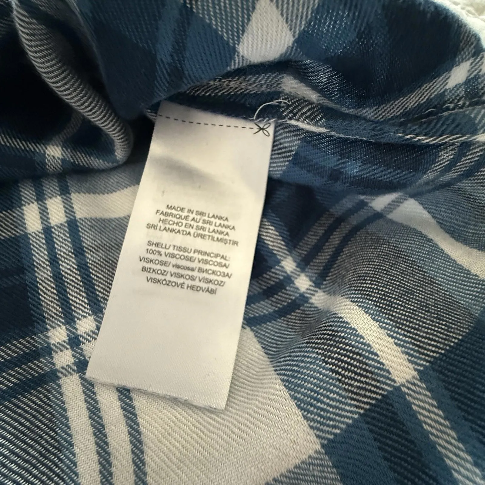 Lauren Ralph Lauren Button Up Collared Flannel Shirt Blue White Plaid Sz 3X - Image 6