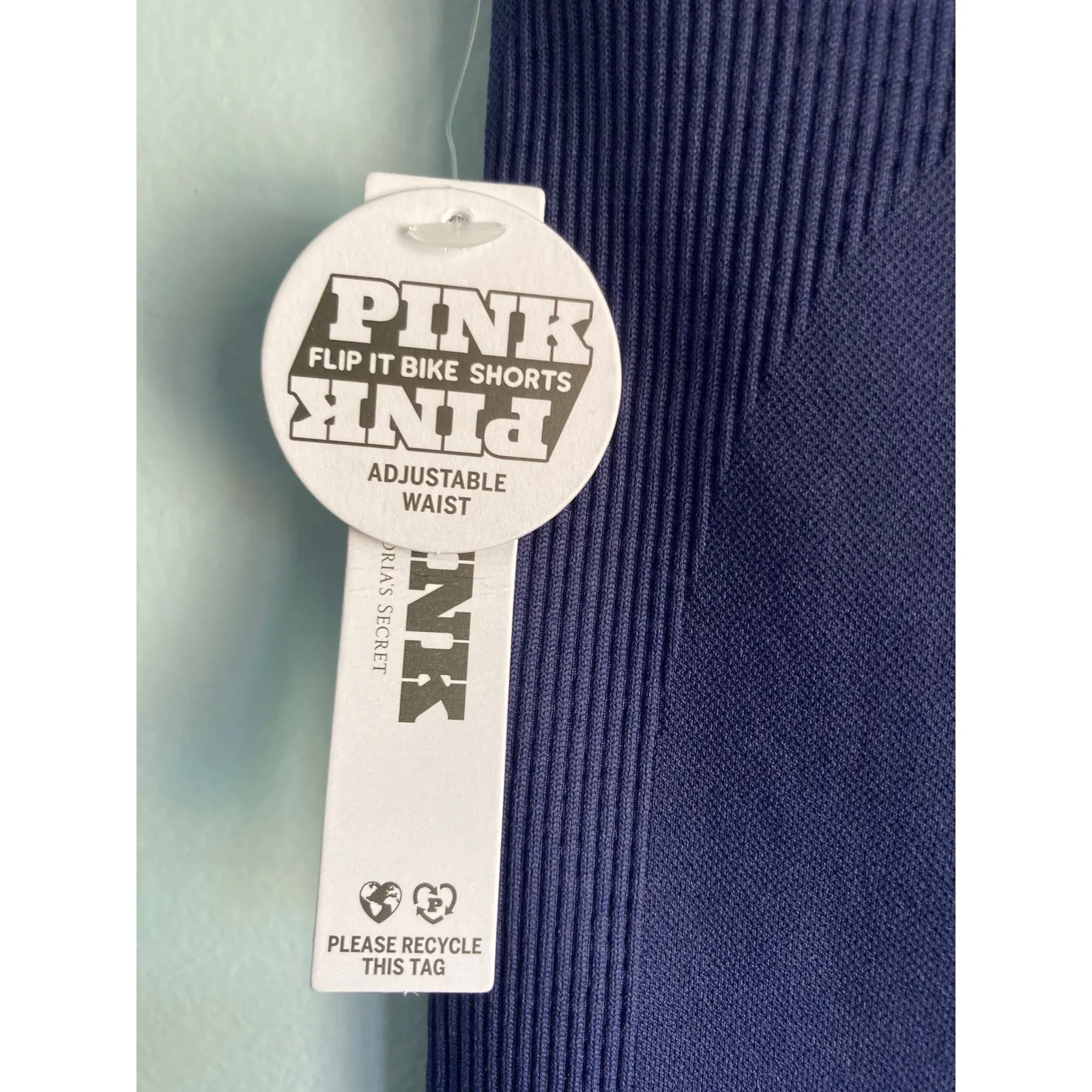 PINK Victoria's Secret Bike Shorts Foldover Large Blue NWT - Image 4