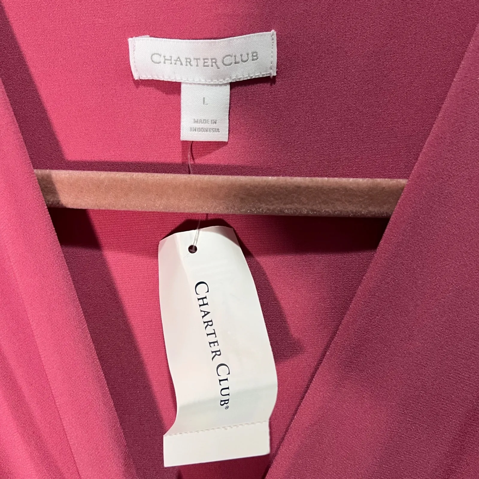 Charter Club Women's Rapture Rose Sheath Dress 3/4 Sleeve Faux-Wrap Dress Large - Image 3