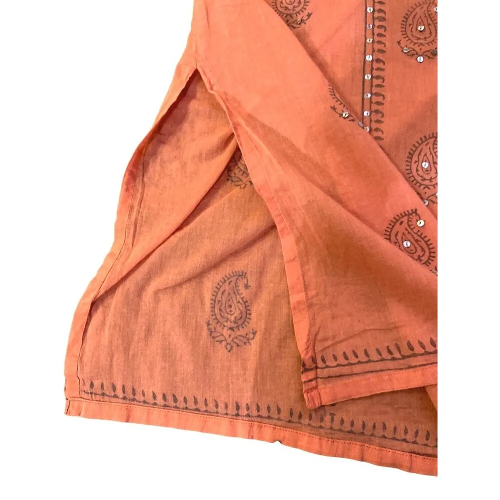 Peppermint Bay Swim Cover Up Womens XL Used Pullover Sequins Salmon Gray - Image 13