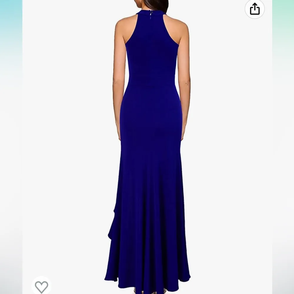 NWOT Women's High Neck Split Bodycon Mermaid Evening Cocktail Long Dress Blue Size L - Image 7