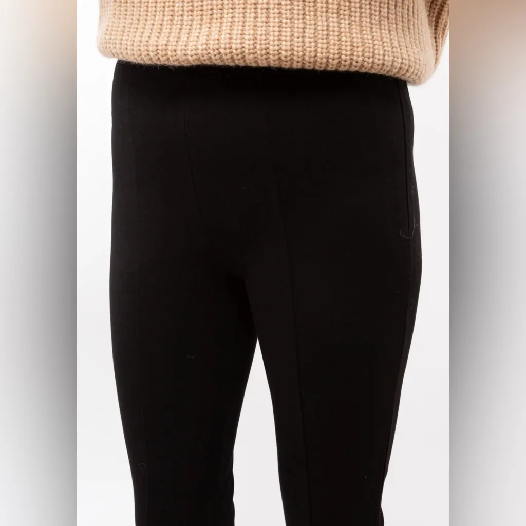 Anine Bing Max Pants Women's Black Straight Leg Split Hem Pants Size 34 2 Luxury - Image 3