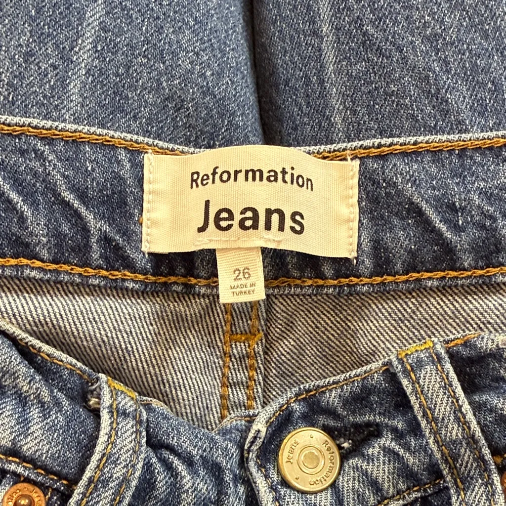 Reformation Hill‎ Mid Rise Kick Flare Jeans in Medium Wash Size 26 - Image 3