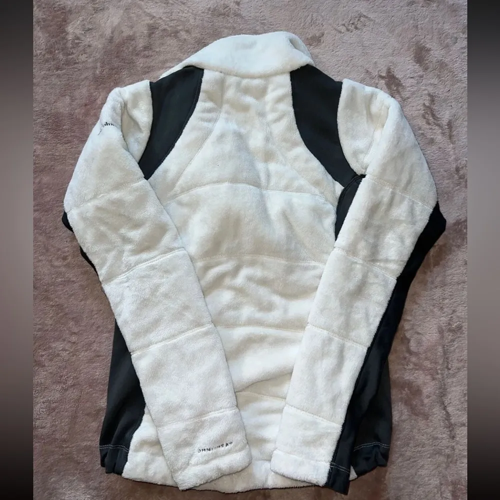 Columbia Omni Heat Womens Fleece Jacket White Color Block Zip Pocket Mock Neck S - Image 9