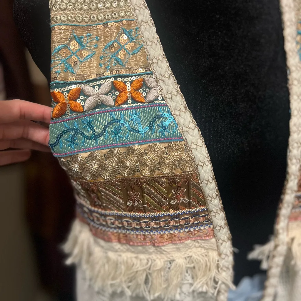 NKN Nekane | Boho Embroidered Lace Duster Vest | NWT | Size: S/M - Image 2