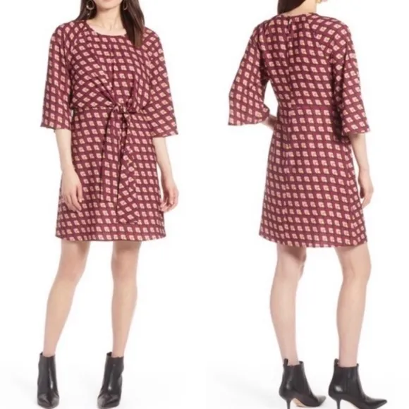 Halogen Tie Front Multi Color Printed Dress Size Small - Image 2