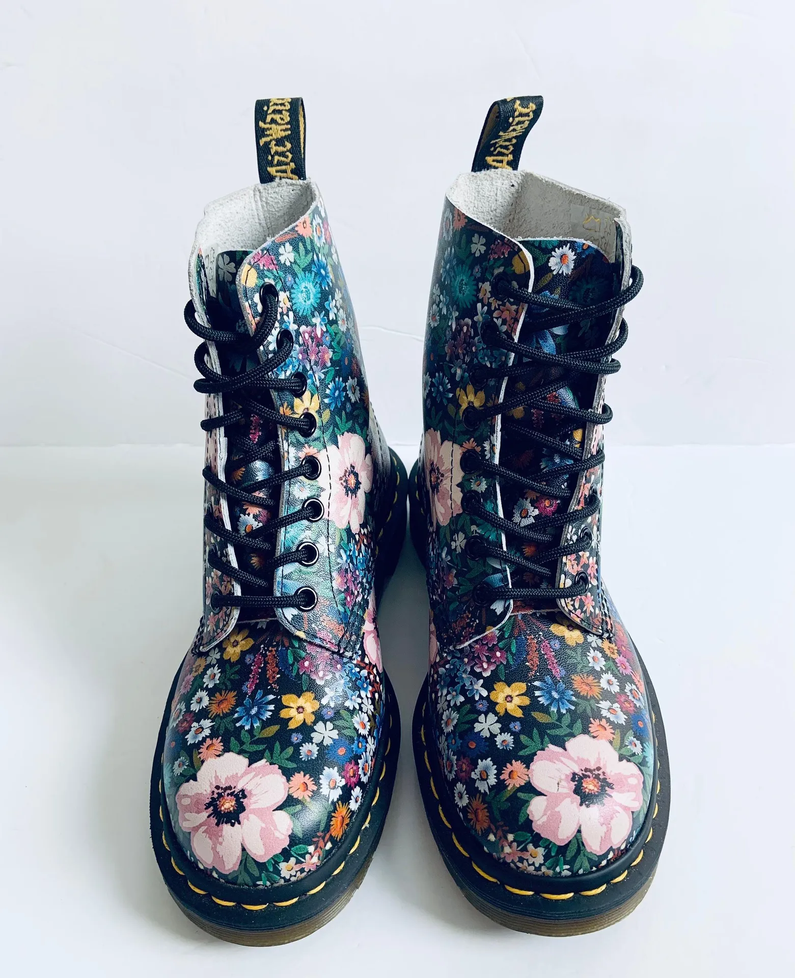 Pascal 1460 Wanderlust Floral Lace Up Combat Boot in Black - Image 2