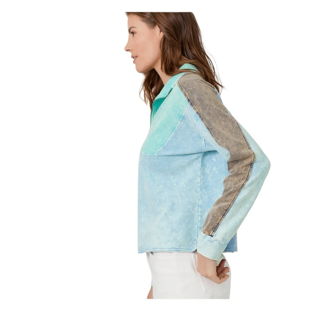 Mystree Color Block Terry Pullover. Size Large - Image 5