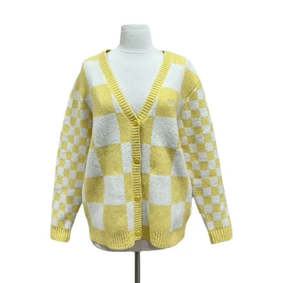Vans Checkerboard Oversized Cardigan in Yellow and White Size Small - Image 11
