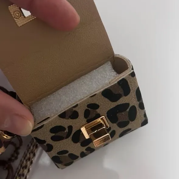 Leopard Print Mini Keychain Bag Brown - Image 6
