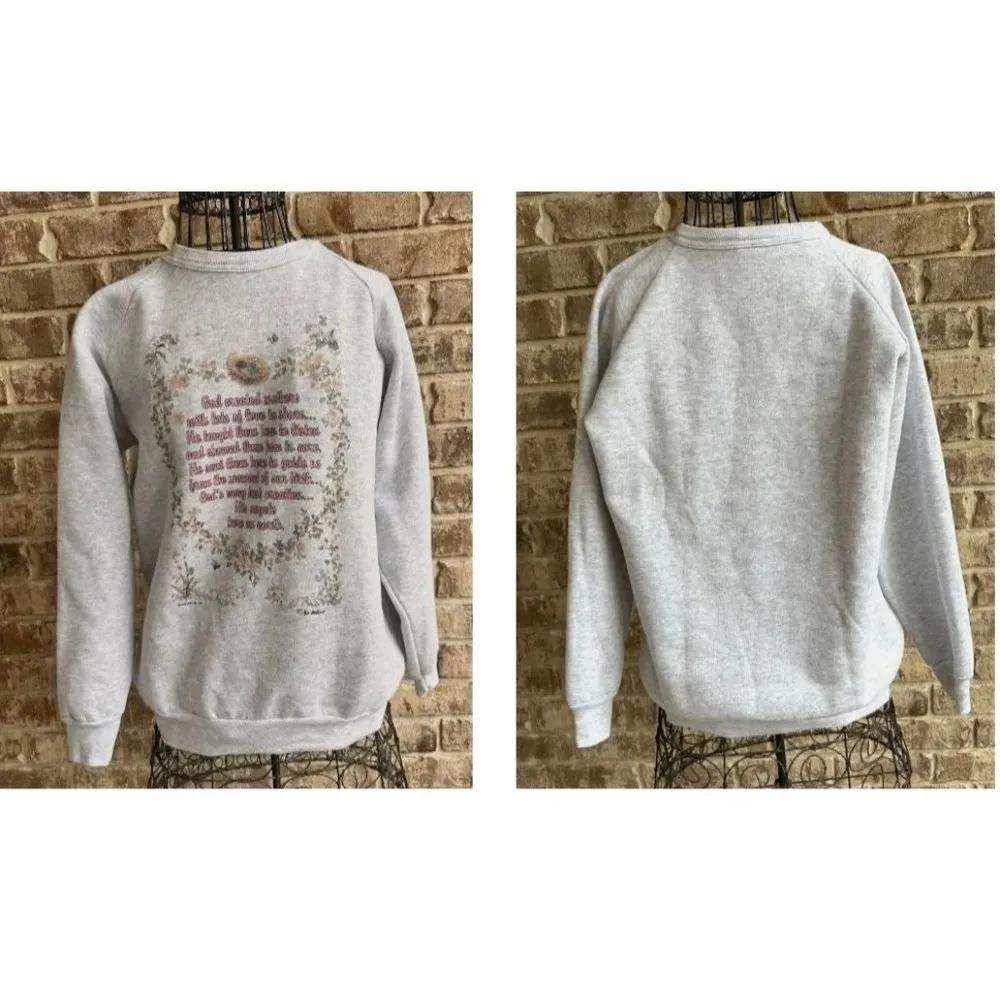 VTG 90s Hallmark God Created Mothers Sweatshirt Sz S? M? Bird Bee Butter… - Image 6