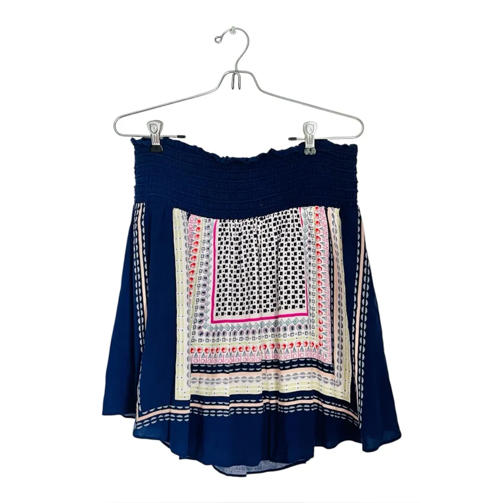 Anthropologie NWT Holding Horses Geometric Smocked Waist Mini Skirt Blue Size M - Image 8