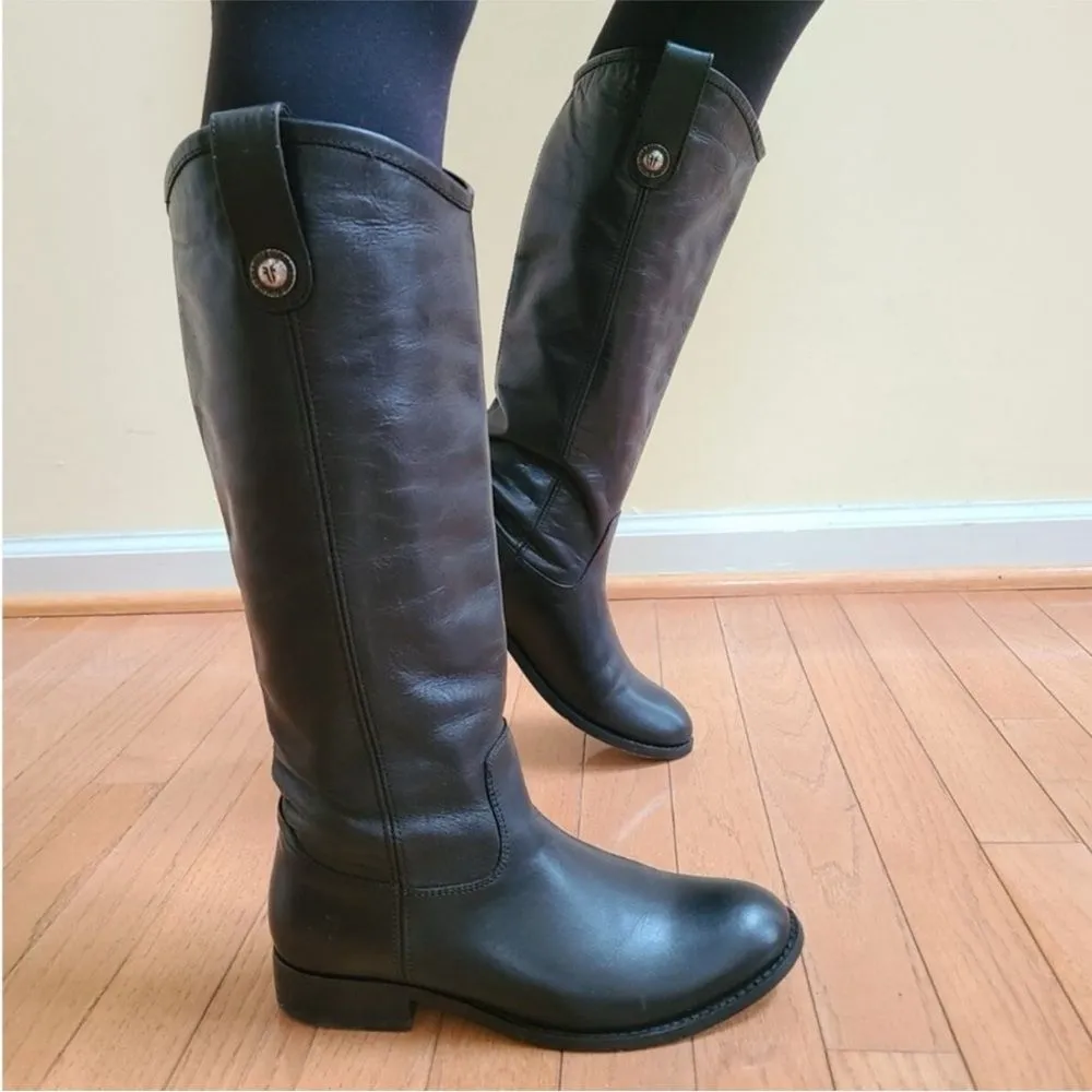 Frye Melissa Button Leather Riding Slip On Mid Calf Boots 77167 Women’s Size 6 - Image 2