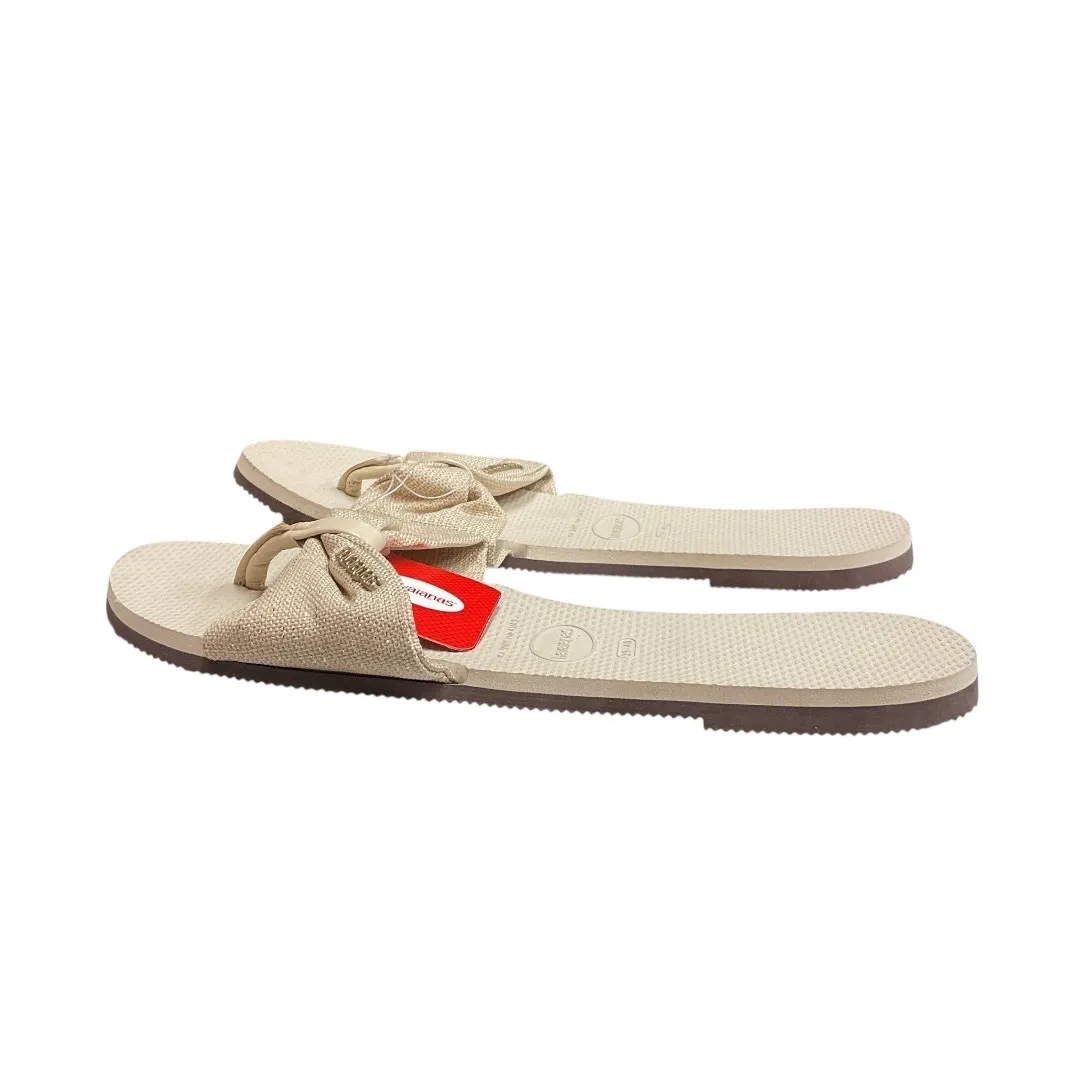 Havianas Women's You St. Tropez Shine Flat Flip Flops Slip On Sandals Size 9 NWT Gold - Image 3