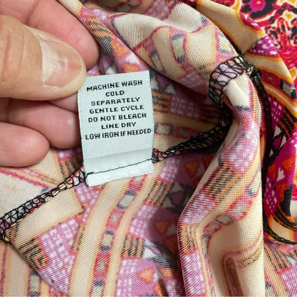 Emma & Michele Tribal Multicolor maxi dress, Pink, orange, black soft, size L - Image 10