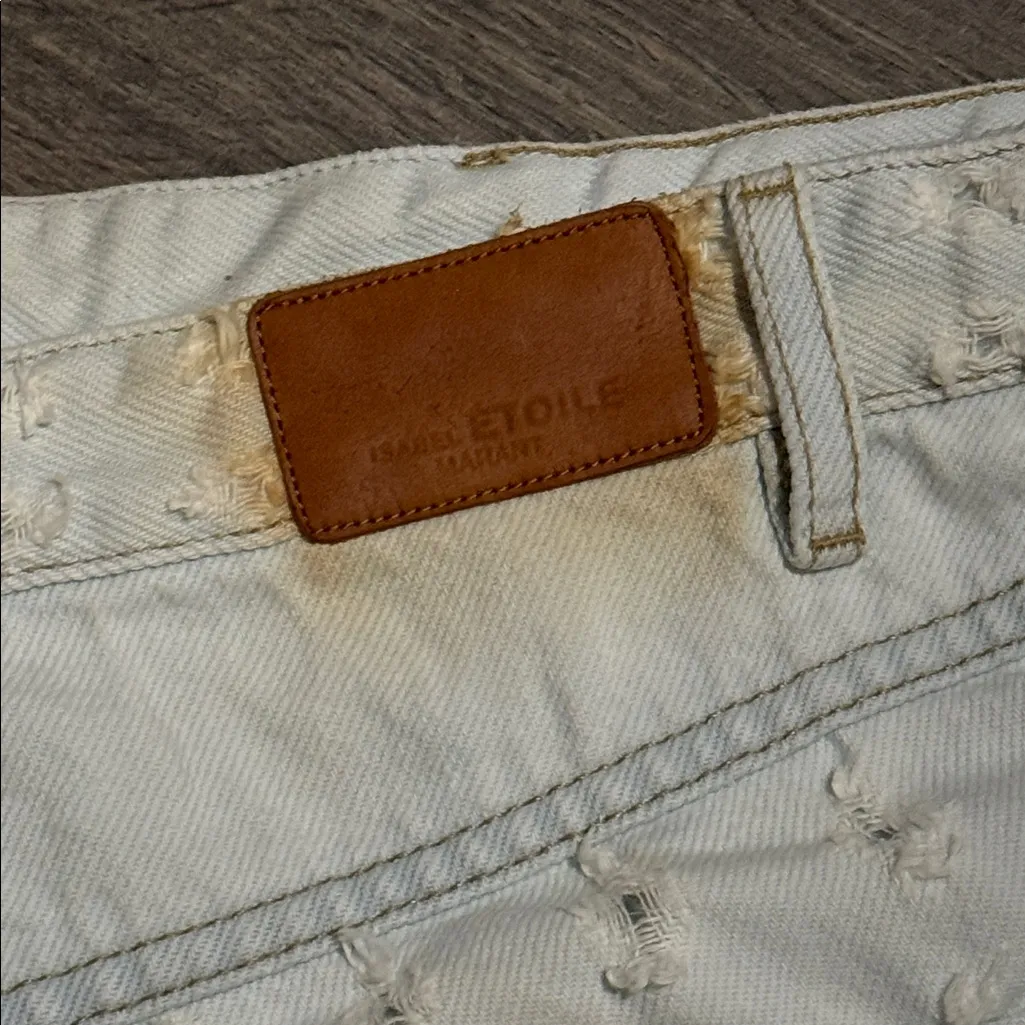 Isabel Marant White Frayed Jean Shorts - Image 4