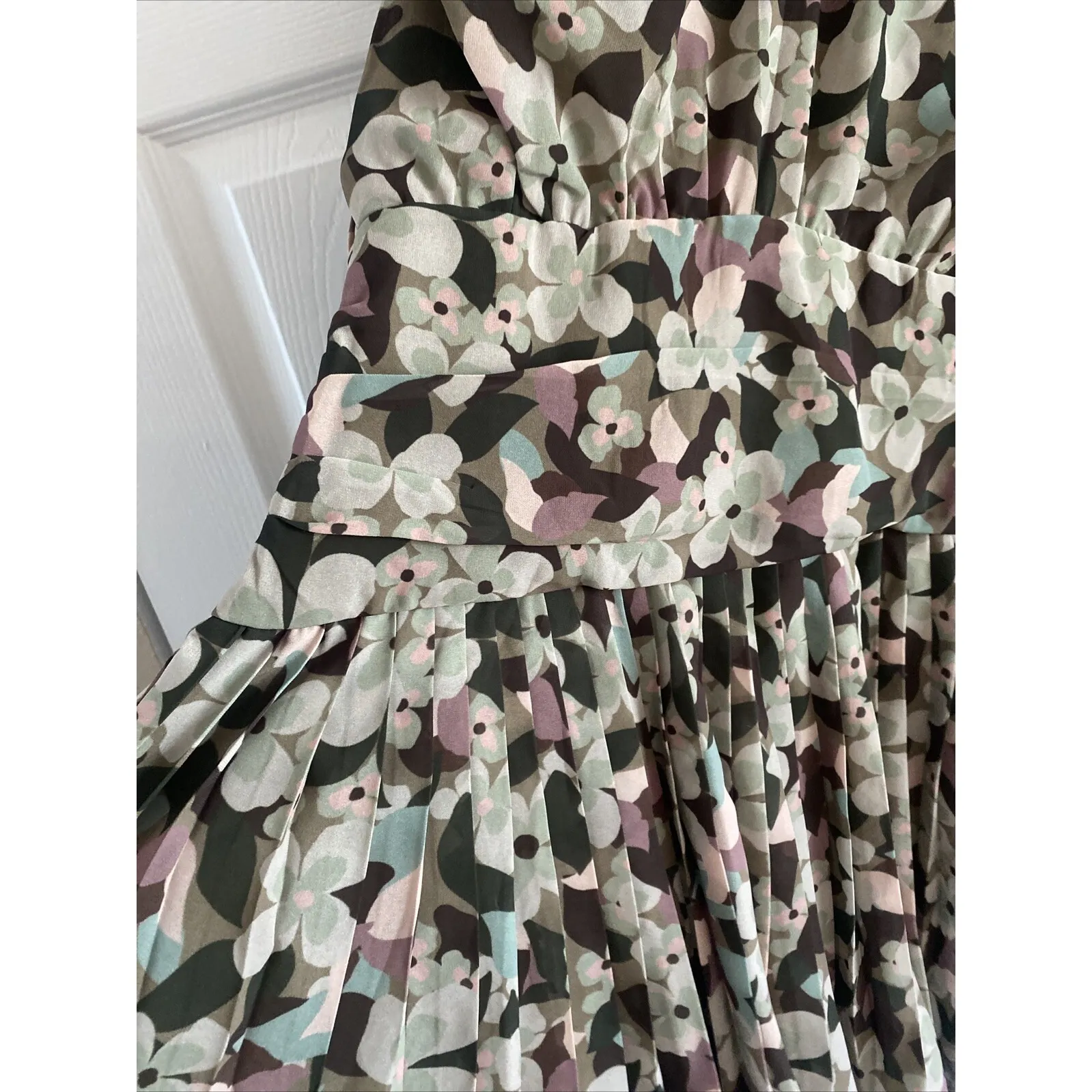 Ramy Brook Women's Small Olive Printed Maggie Dress Sheer Sleeve NEW MSRP 445 - Image 5